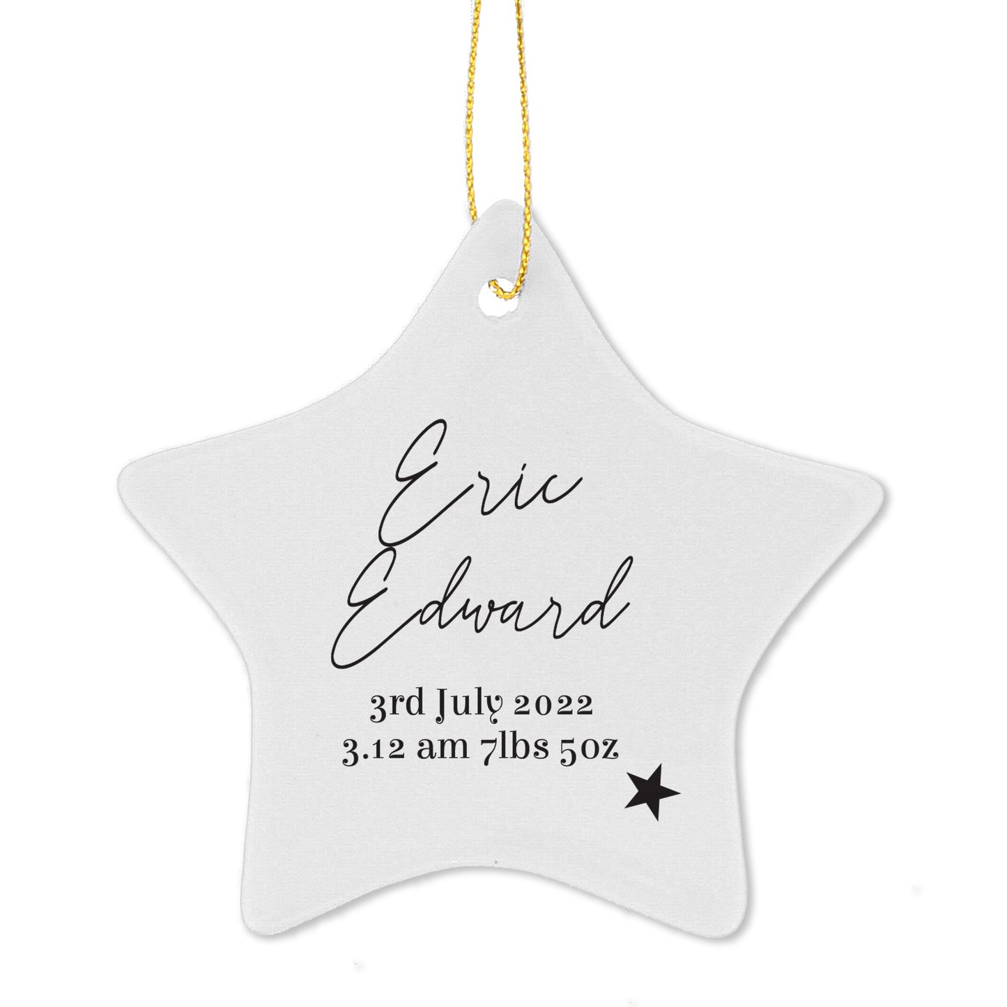 Personalised Free Text Ceramic Star Decoration - Personalise It!