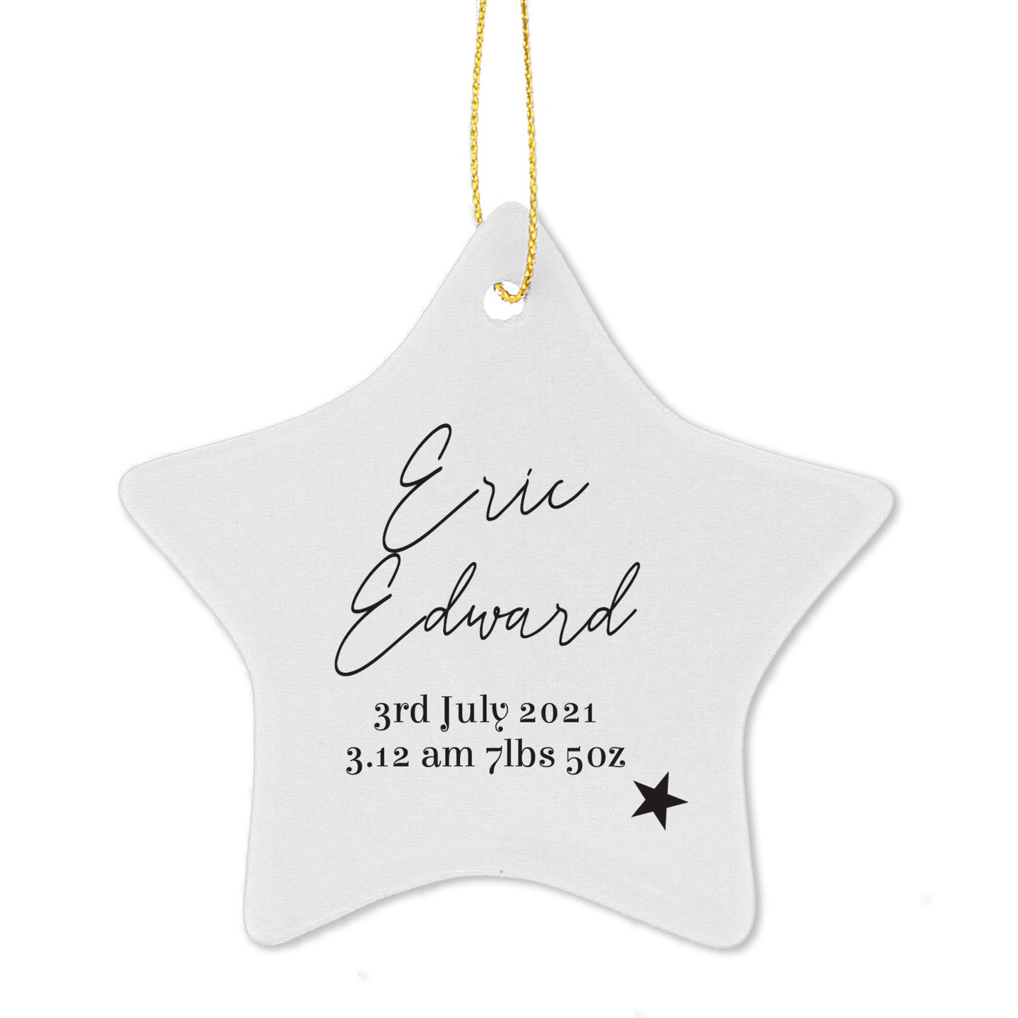 Personalised Free Text Ceramic Star Decoration - Personalise It!