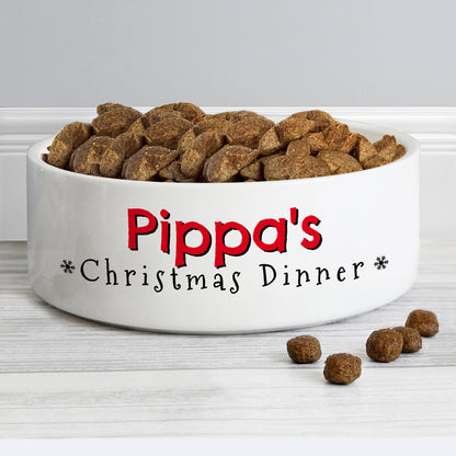 Personalised Christmas Dinner 14cm Medium Pet Bowl - Personalise It!