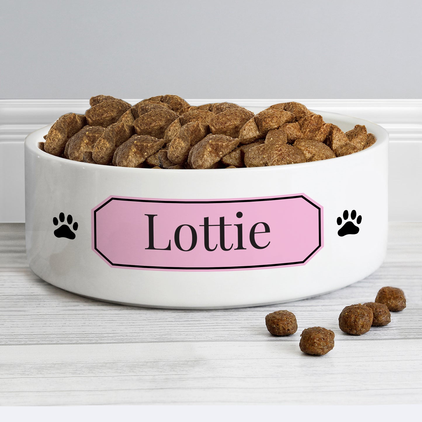 Personalised Pink Plaque 14cm Medium Pet Bowl - Personalise It!