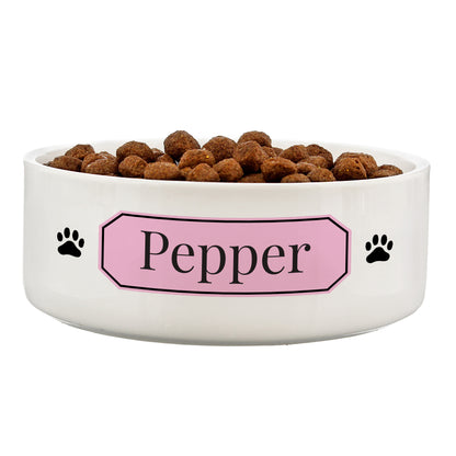 Personalised Pink Plaque 14cm Medium Pet Bowl - Personalise It!