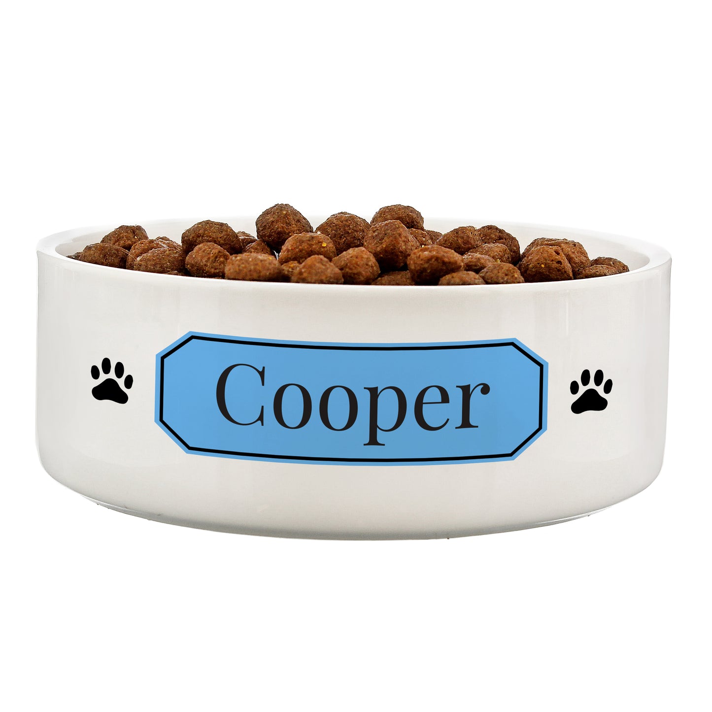 Personalised Blue Plaque 14cm Medium Pet Bowl - Personalise It!
