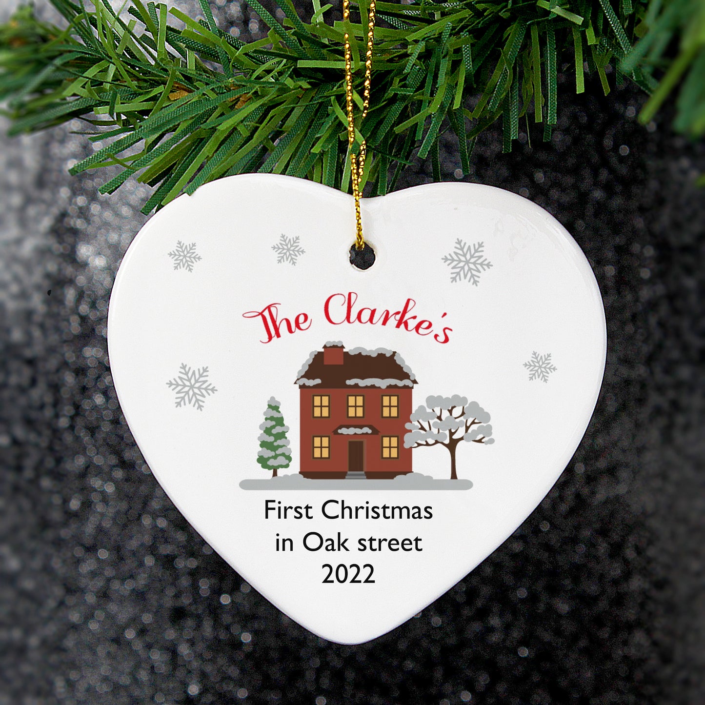 Personalised Cosy Christmas Ceramic Heart Decoration - Personalise It!