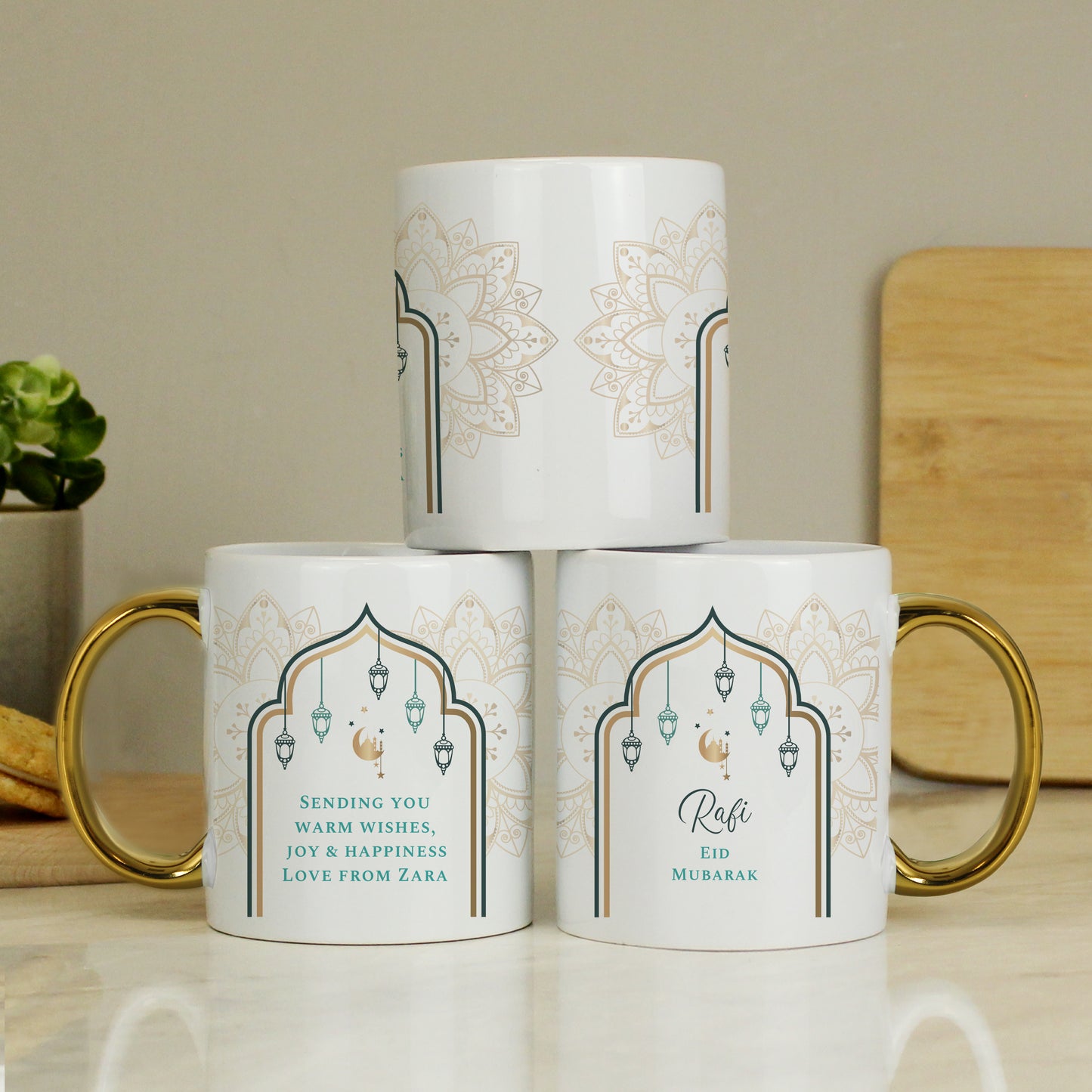 Personalised Eid and Ramadan Gold Handled Mug - Personalise It!