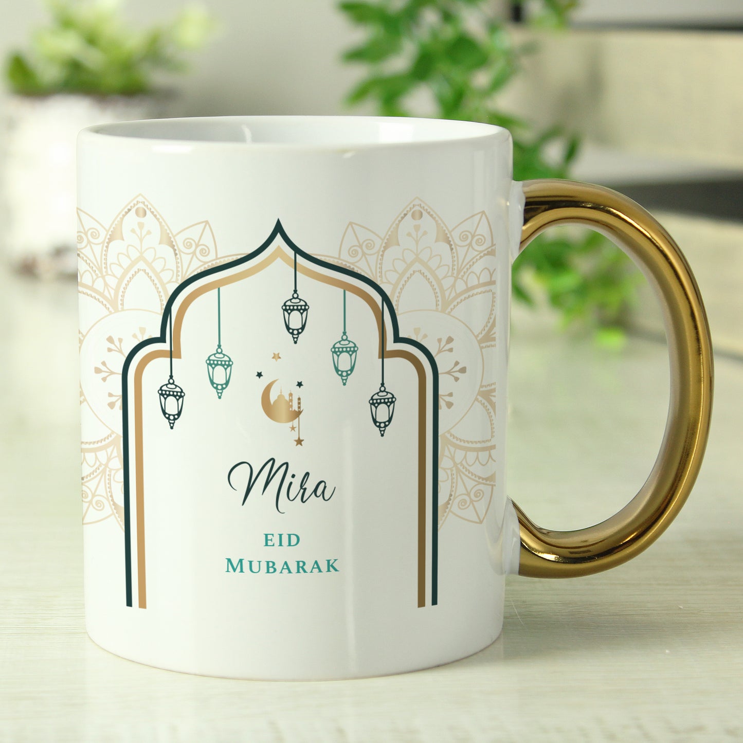 Personalised Eid and Ramadan Gold Handled Mug - Personalise It!