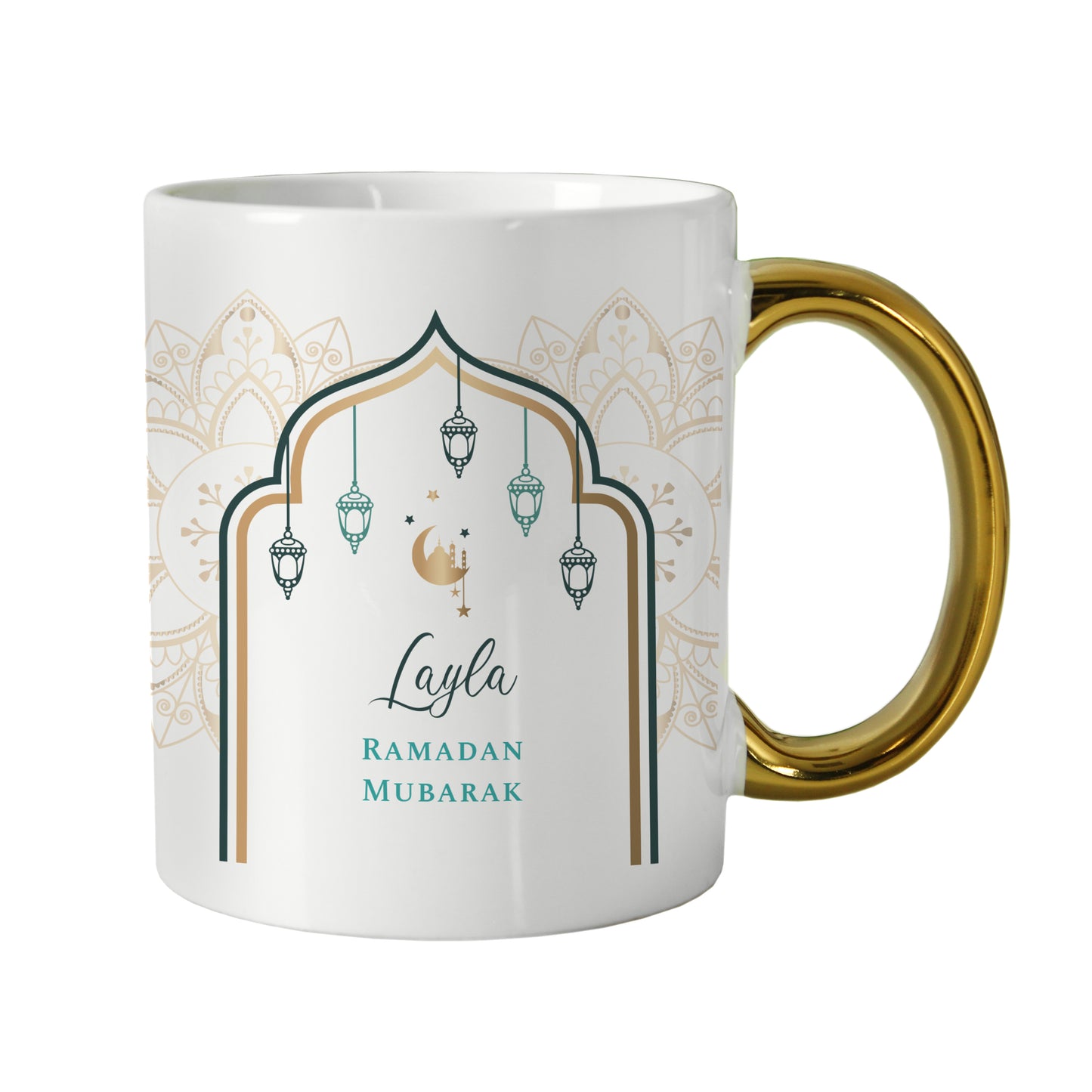 Personalised Eid and Ramadan Gold Handled Mug - Personalise It!