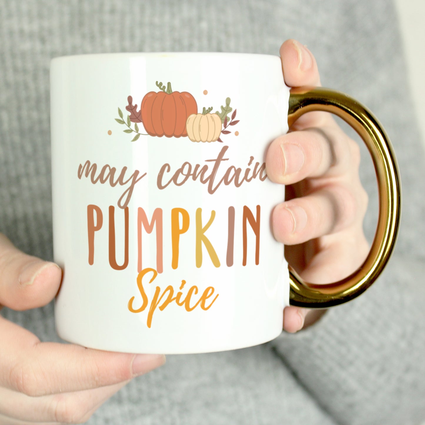 Personalised Pumpkin Spice Gold Handle Mug - Personalise It!