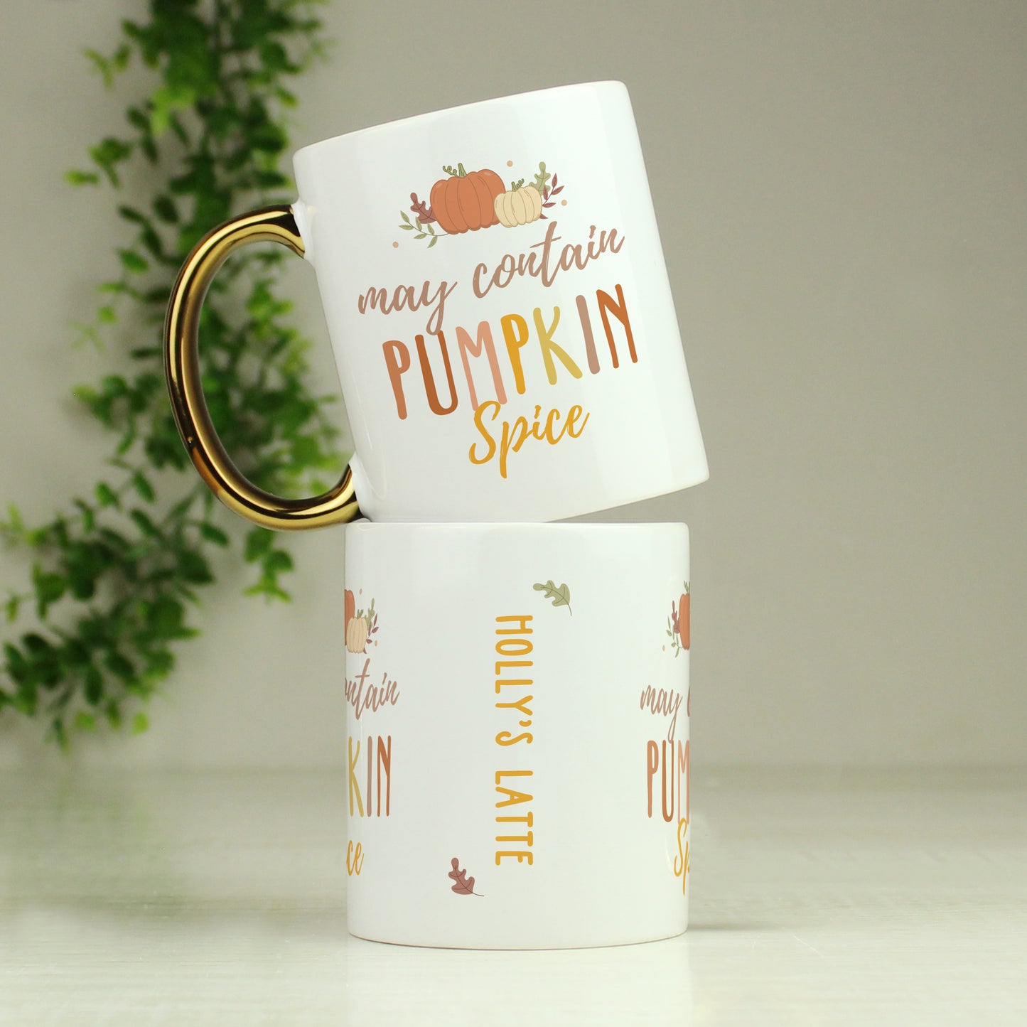 Personalised Pumpkin Spice Gold Handle Mug - Personalise It!