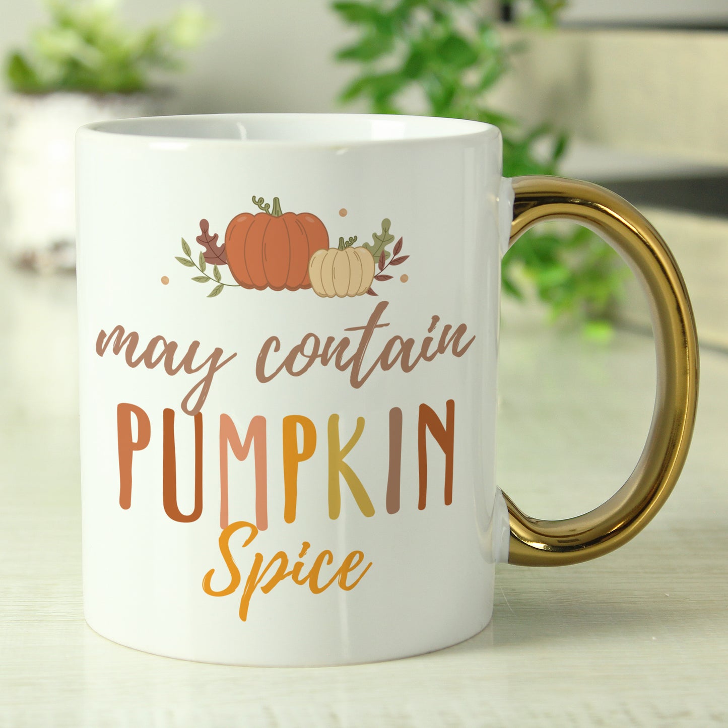 Personalised Pumpkin Spice Gold Handle Mug - Personalise It!