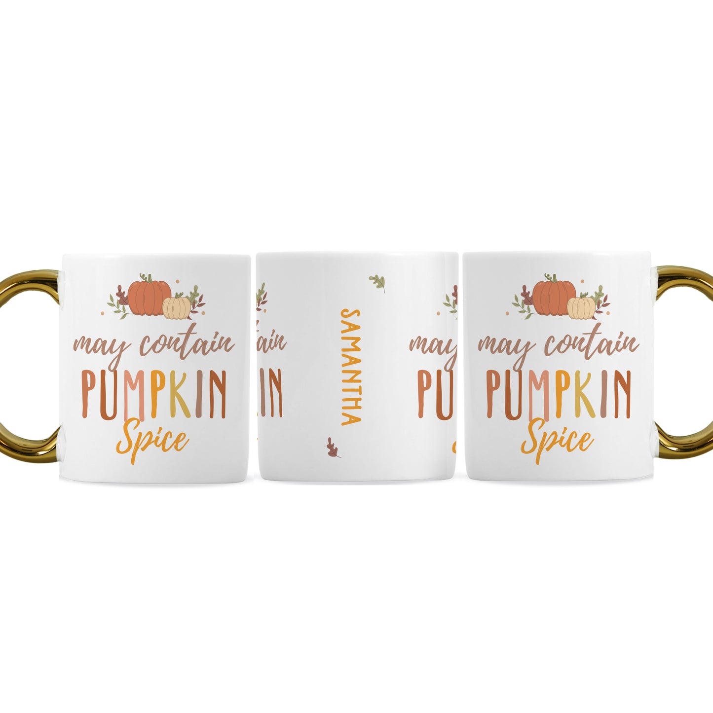 Personalised Pumpkin Spice Gold Handle Mug - Personalise It!