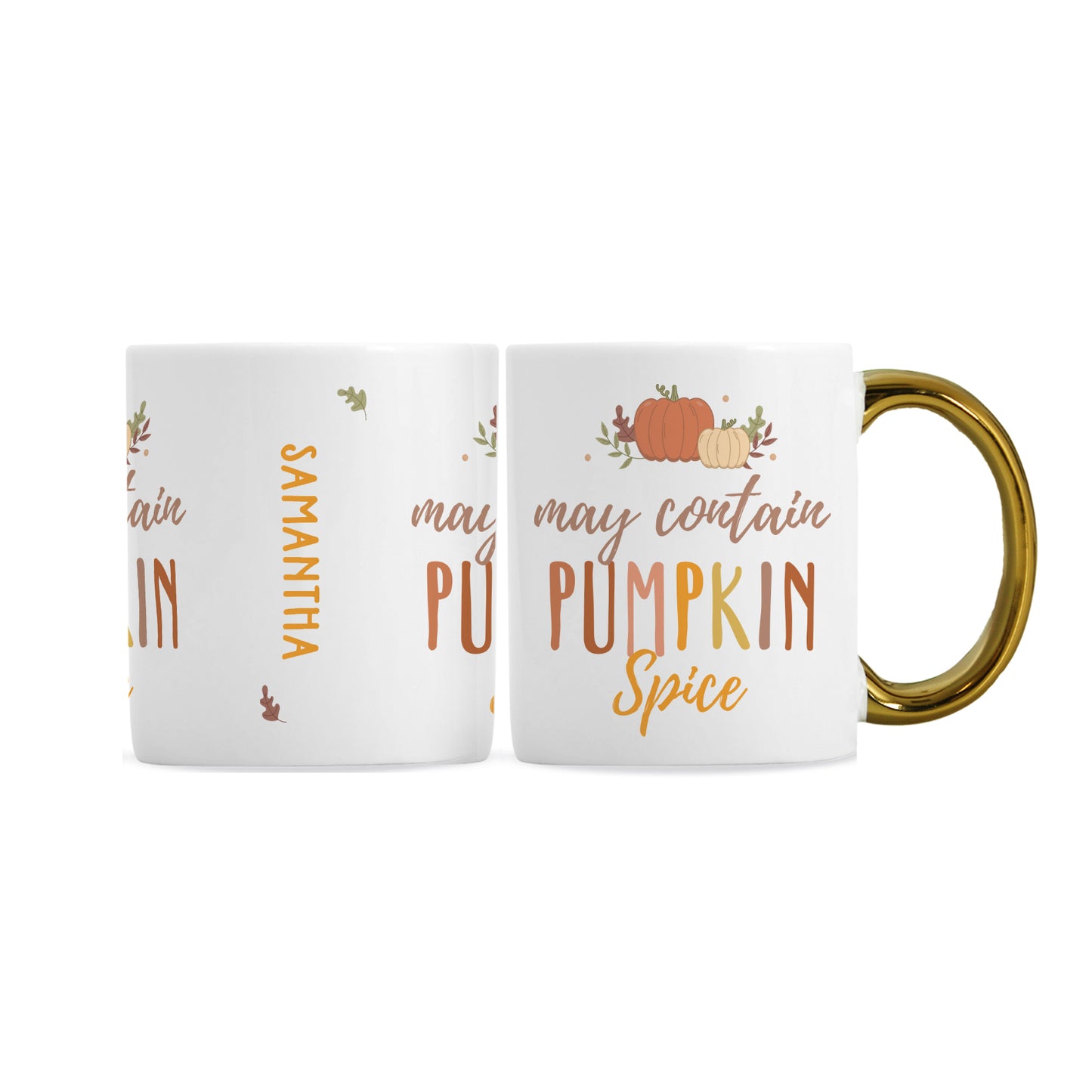 Personalised Pumpkin Spice Gold Handle Mug - Personalise It!