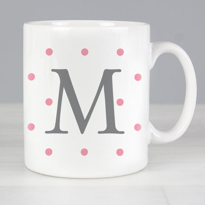 Personalised Monogram Pink Spot Mug - Personalise It!