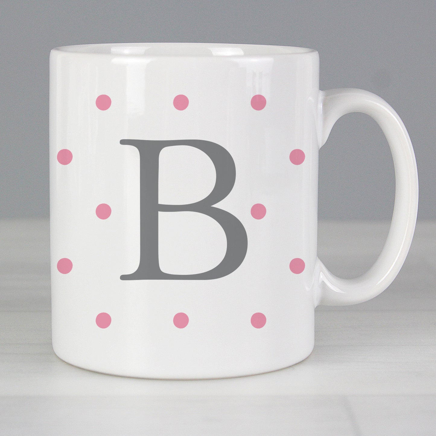 Personalised Monogram Pink Spot Mug - Personalise It!