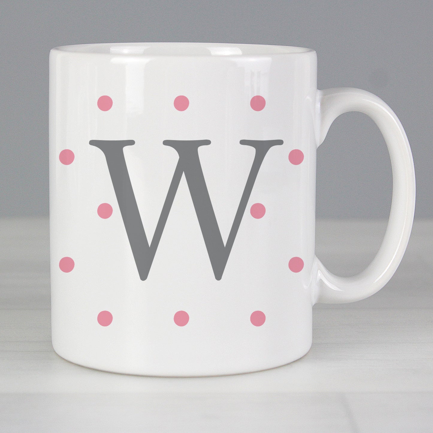 Personalised Monogram Pink Spot Mug - Personalise It!
