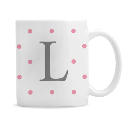 Personalised Monogram Pink Spot Mug - Personalise It!