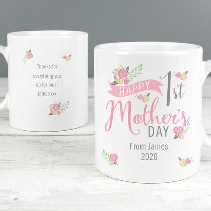 Personalised Floral Bouquet 1st Mothers Day Mug - Personalise It!