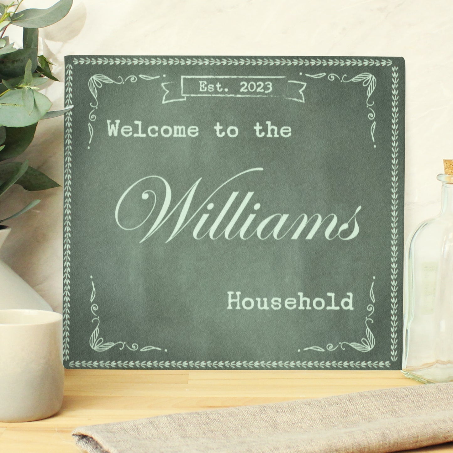 Personalised Family Chalk Glass Chopping Board/Workshop Saver - Personalise It!