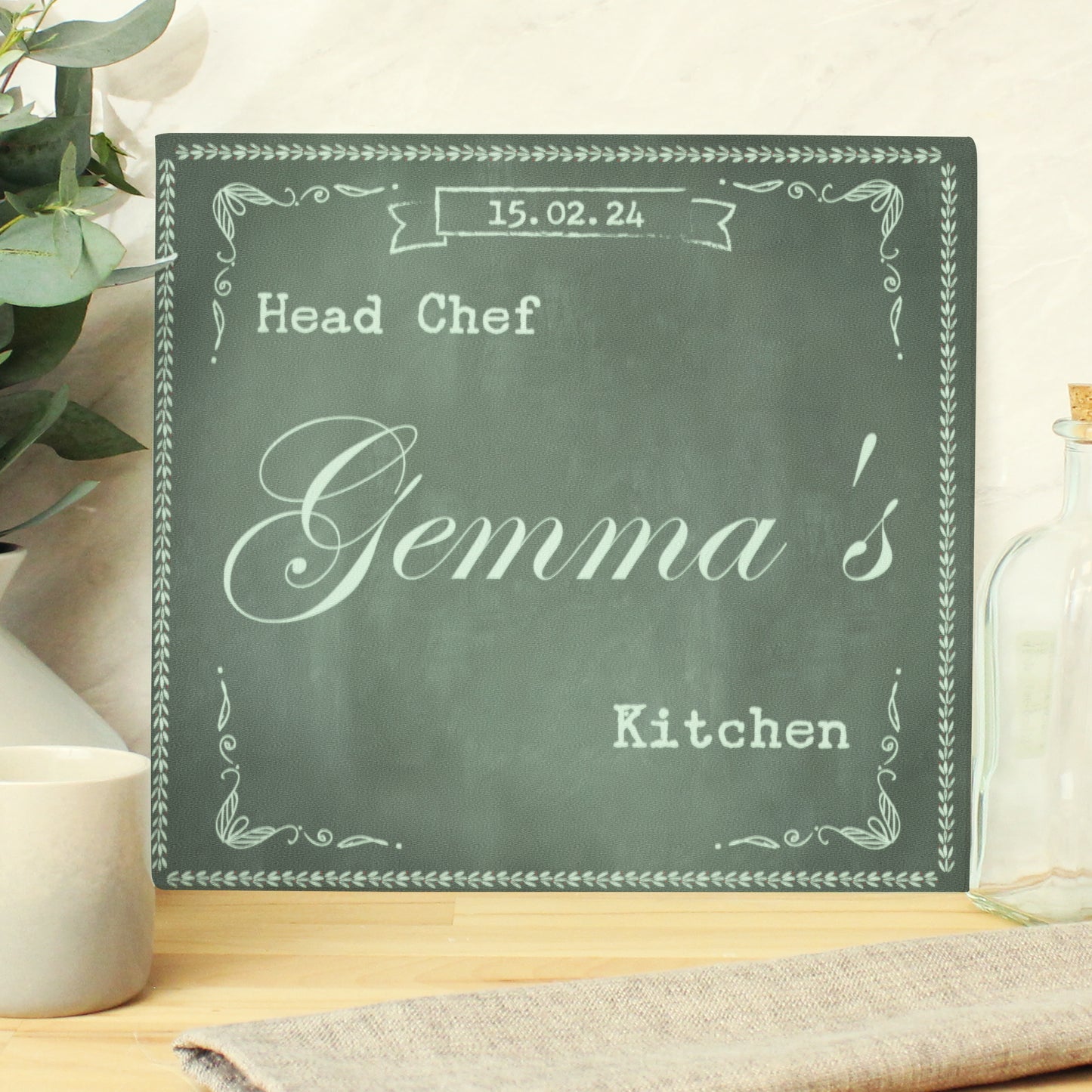 Personalised Family Chalk Glass Chopping Board/Workshop Saver - Personalise It!