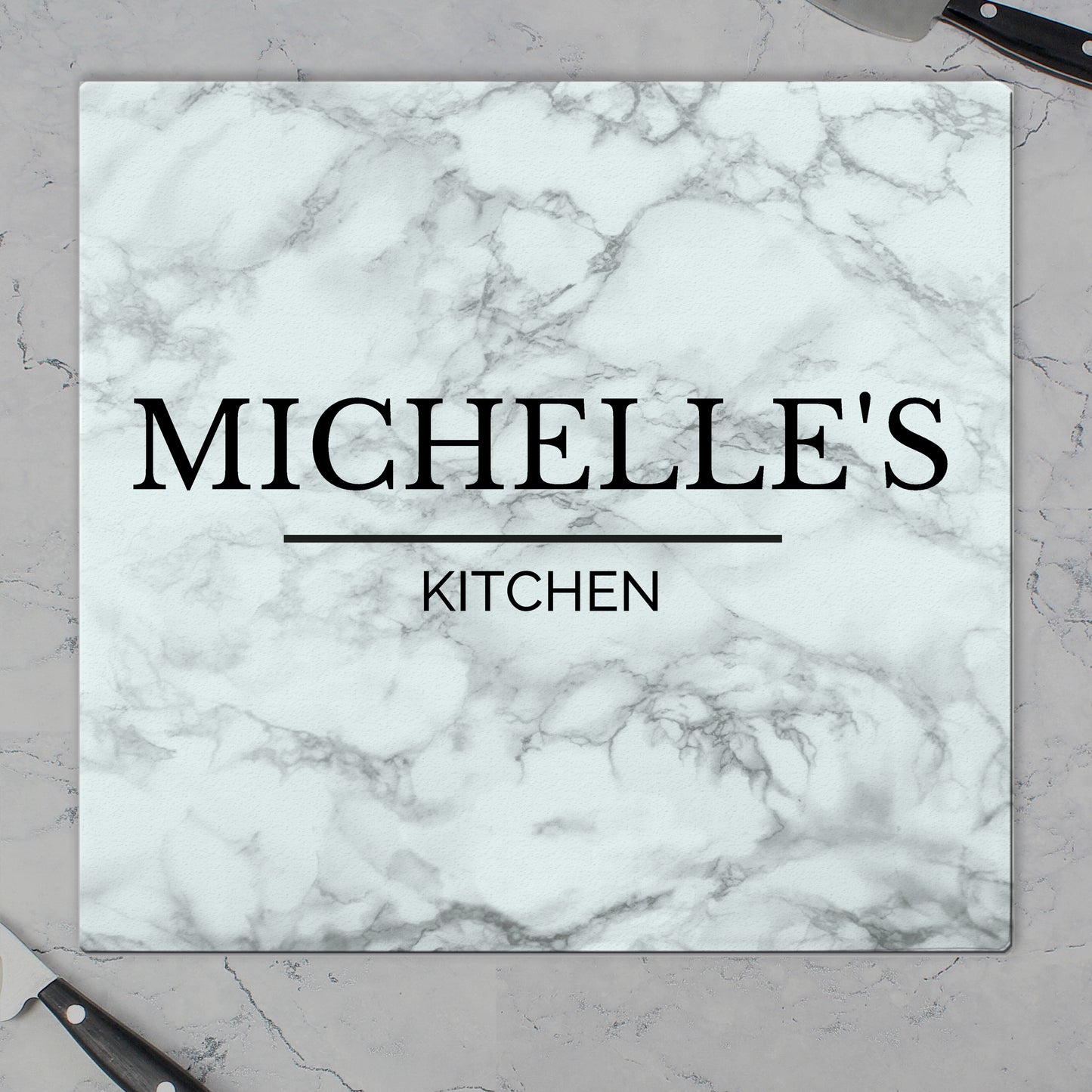 Personalised Marble Effect Glass Chopping Board/Worktop Saver - Personalise It!