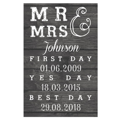 Personalised Mr & Mrs, First Day, Yes Day & Best Day Metal Sign - Personalise It!
