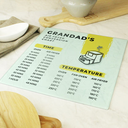 Personalised Air Fryer Chart Glass Chopping Board - Personalise It!