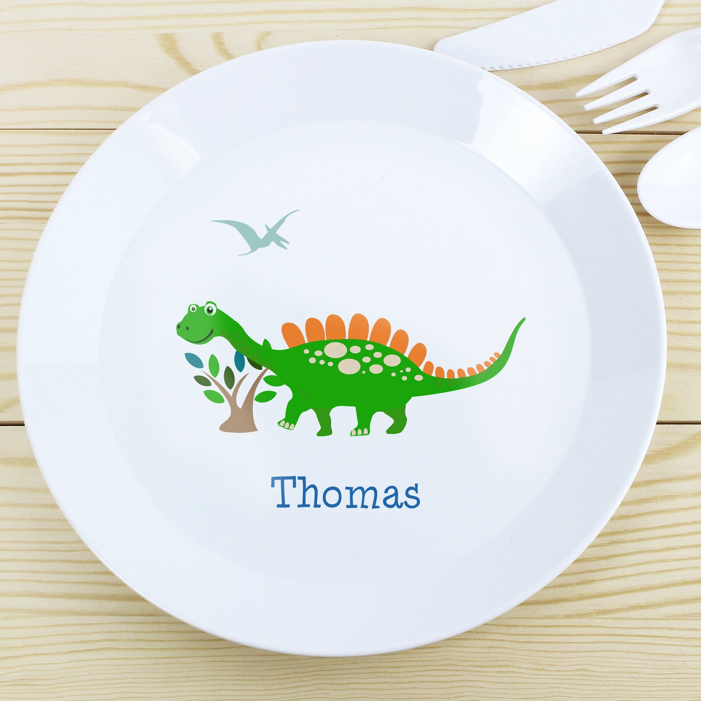 Personalised Dinosaur Plastic Plate - Personalise It!