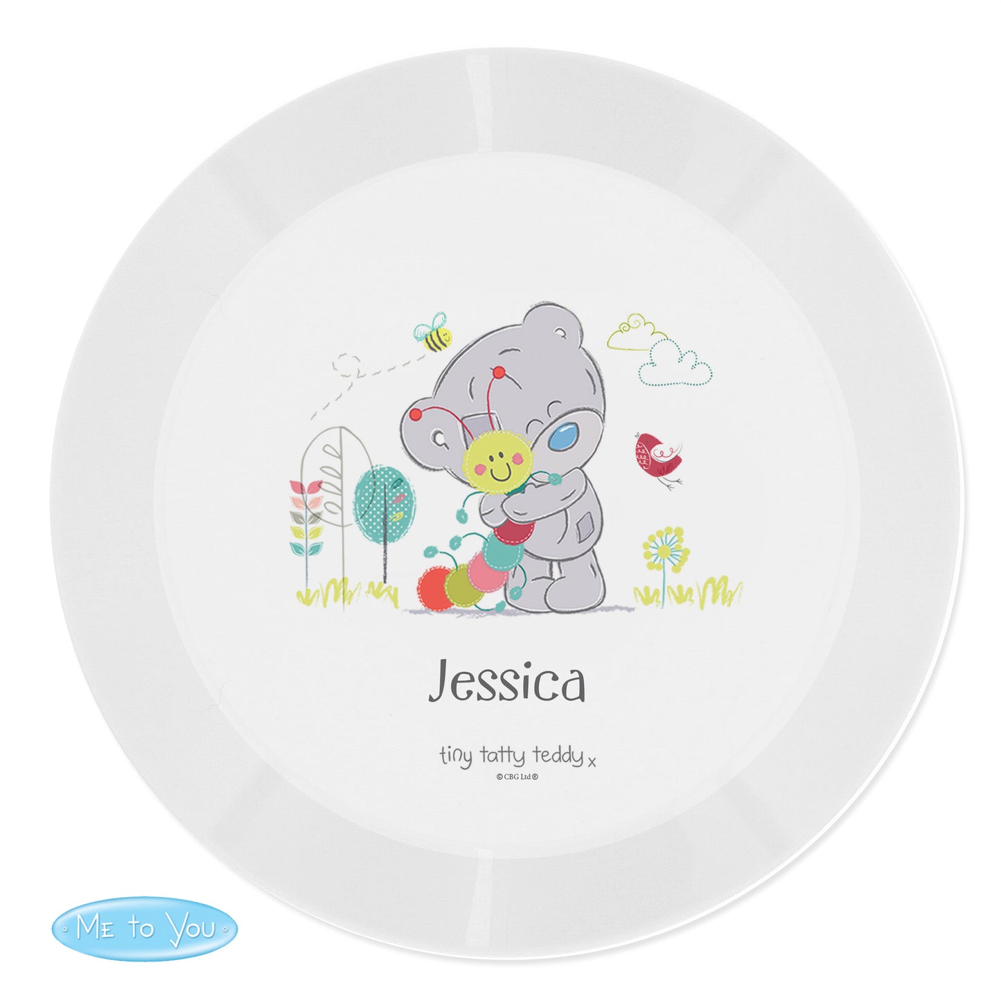 Personalised Tiny Tatty Teddy Cuddle Bug Plastic Plate - Personalise It!