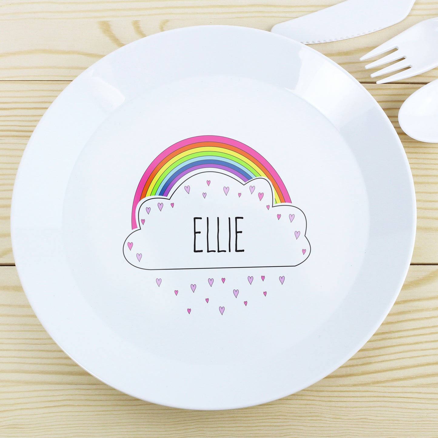 Personalised Rainbow Plastic Plate - Personalise It!