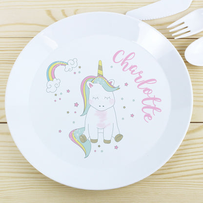 Personalised Baby Unicorn Plastic Plate - Personalise It!