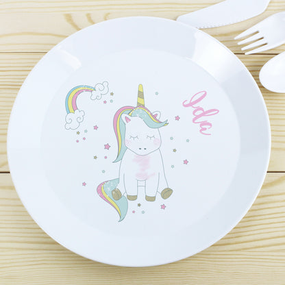 Personalised Baby Unicorn Plastic Plate - Personalise It!