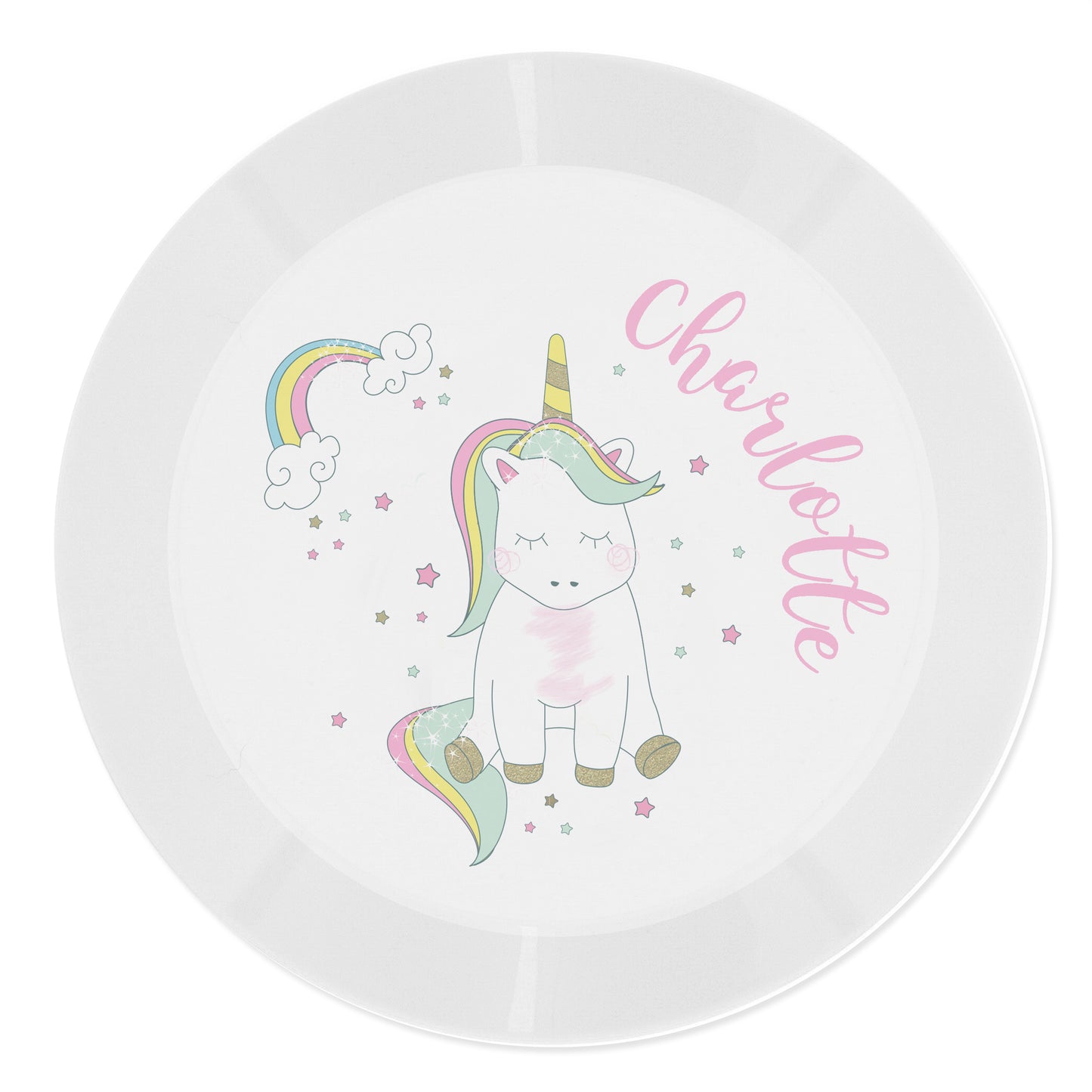 Personalised Baby Unicorn Plastic Plate - Personalise It!