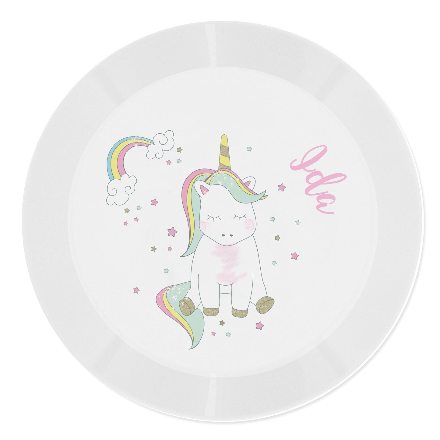Personalised Baby Unicorn Plastic Plate - Personalise It!