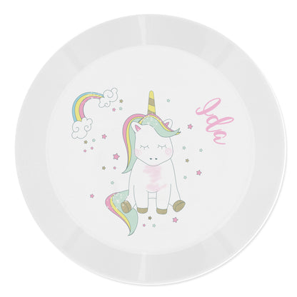 Personalised Baby Unicorn Plastic Plate - Personalise It!