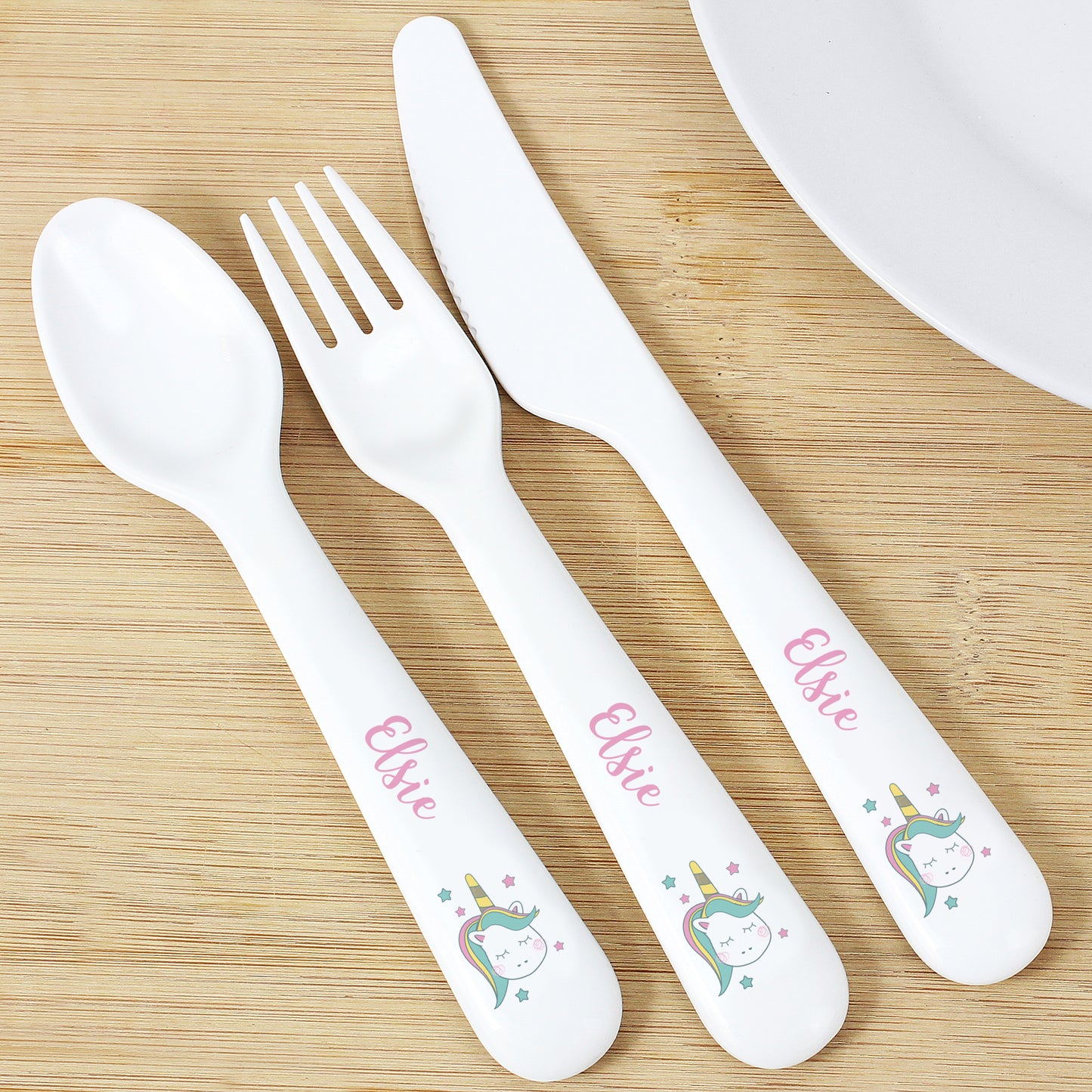 Personalised Baby Unicorn Plastic Cutlery - Personalise It!