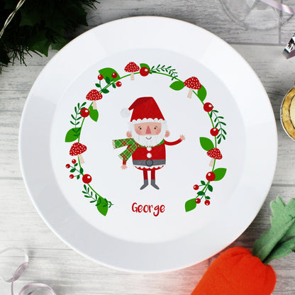 Personalised Christmas Toadstool Santa Plastic Plate - Personalise It!