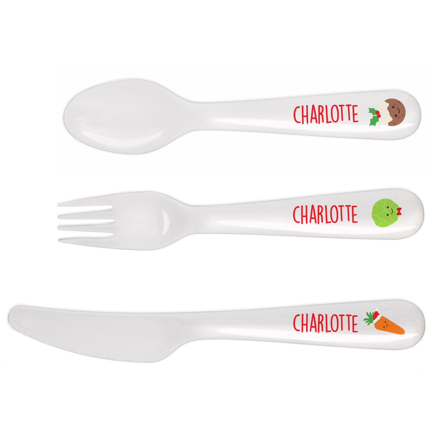 Personalised 'First Christmas Dinner' 3 Piece Plastic Cutlery Set - Personalise It!