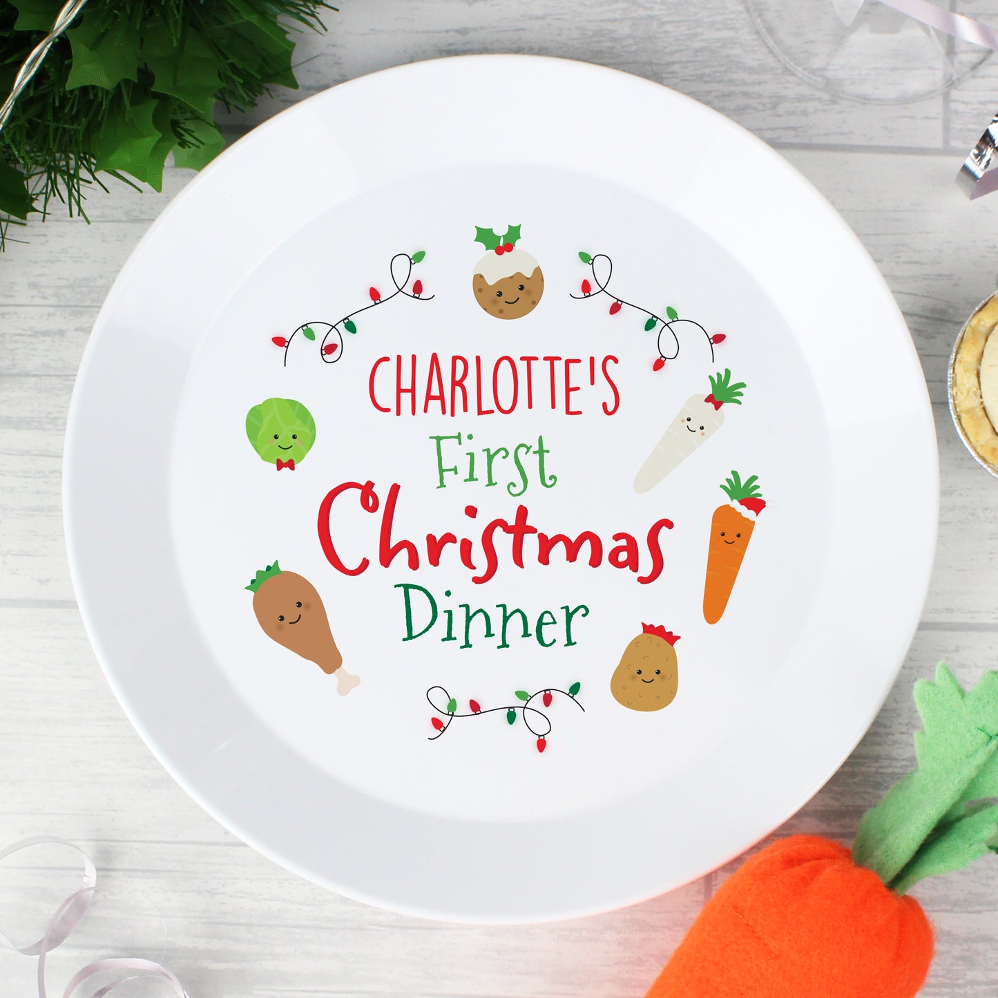 Personalised 'First Christmas Dinner' Plastic Plate - Personalise It!