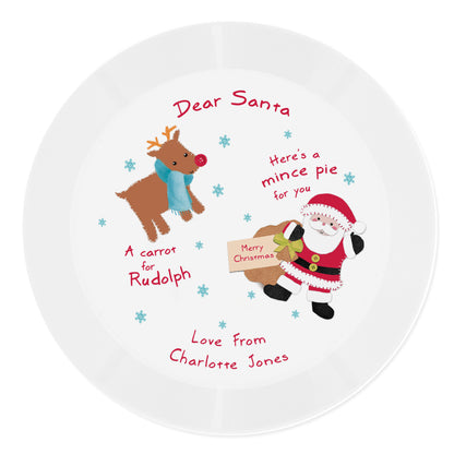 Personalised Santa and Rudolph Christmas Eve Mince Pie Plastic Plate - Personalise It!