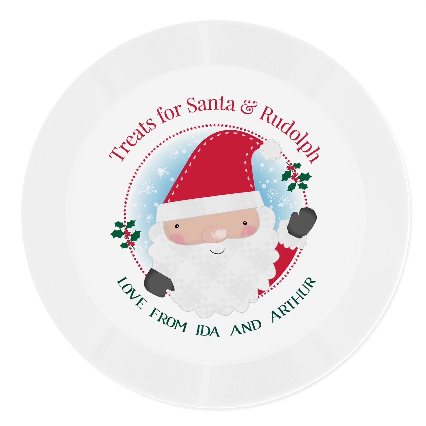 Personalised Santa Christmas Eve Mince Pie Plastic Plate - Personalise It!