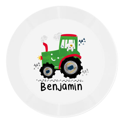 Personalised Tractor Plastic Plate - Personalise It!
