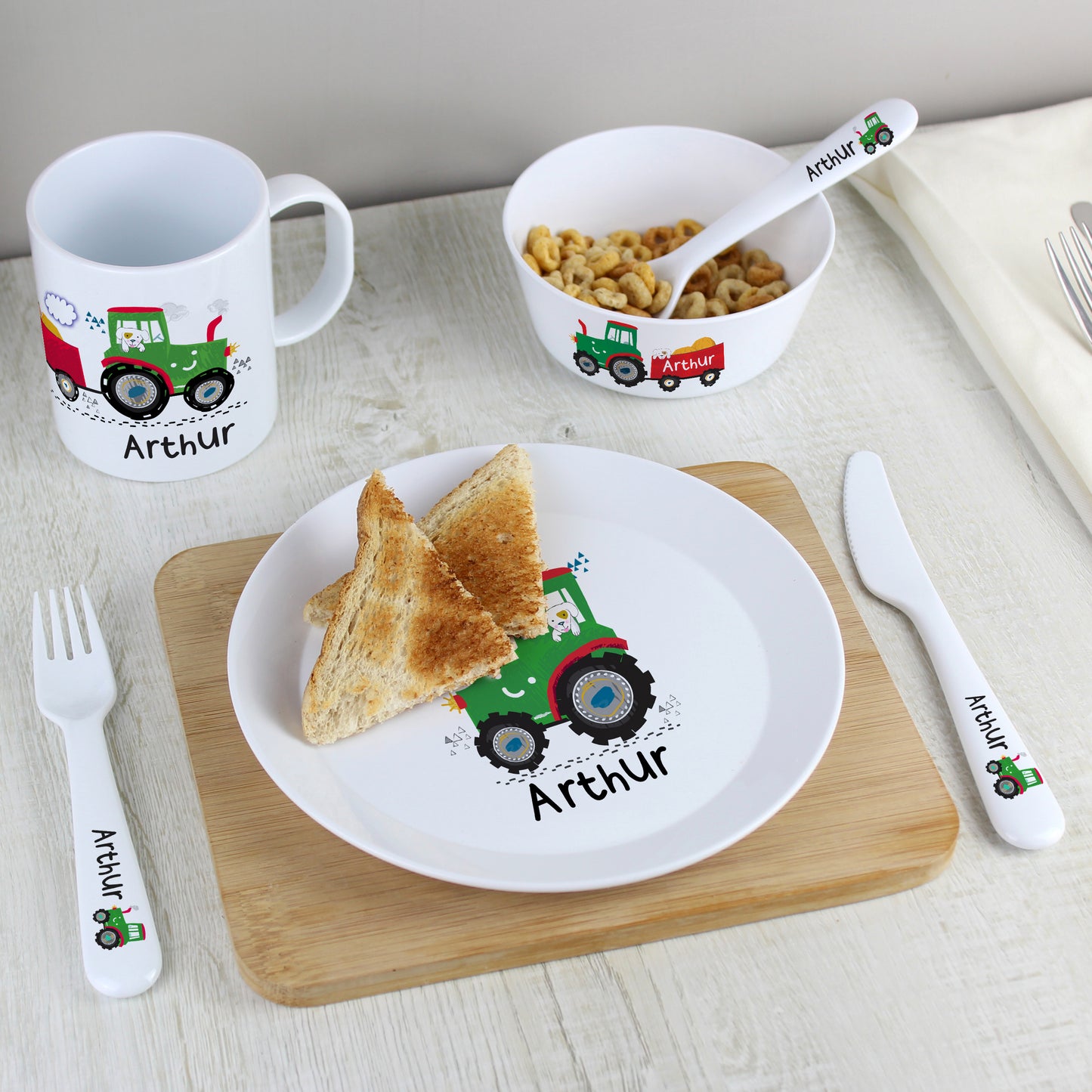 Personalised Tractor Plastic Plate - Personalise It!