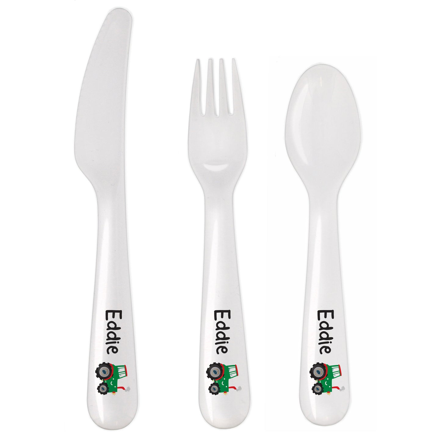 Personalised Tractor 3 Piece Plastic Cutlery Set - Personalise It!