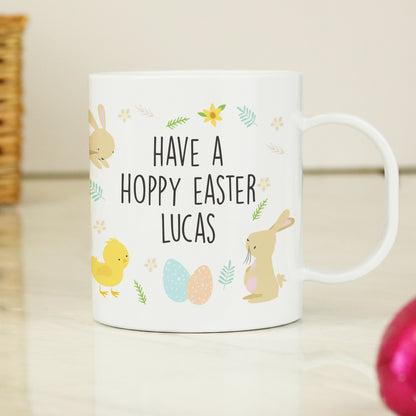 Personalised Easter Bunny & Chick Plastic Mug - Personalise It!