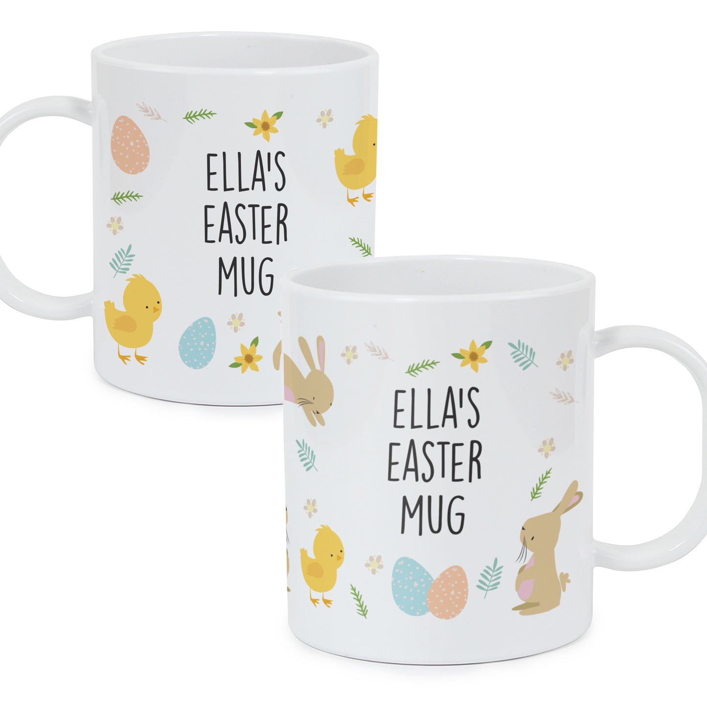 Personalised Easter Bunny & Chick Plastic Mug - Personalise It!
