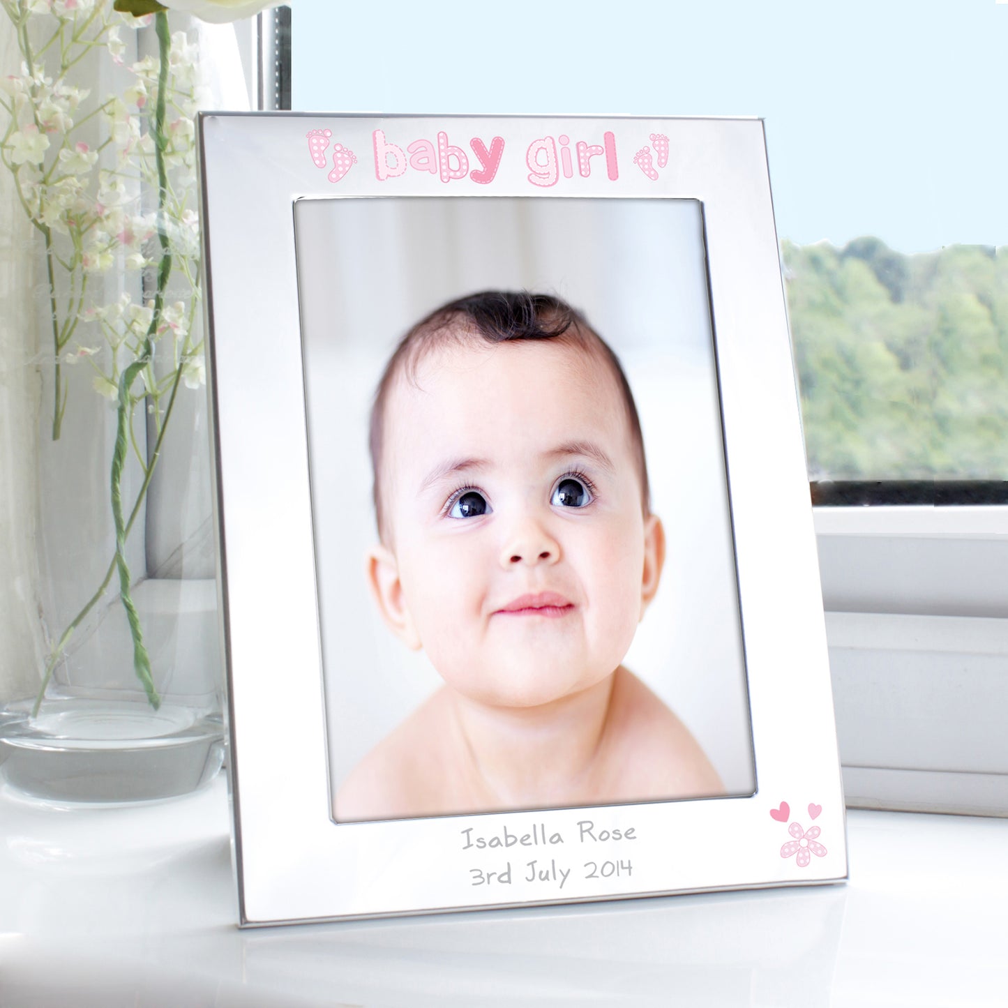 Personalised Silver 5x7 Baby Girl Photo Frame - Personalise It!