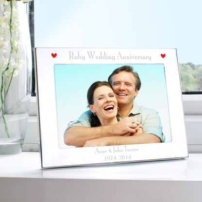 Personalised Silver 7x5 Ruby Anniversary Landscape Photo Frame - Personalise It!