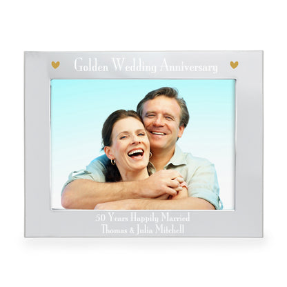 Personalised Silver 7x5 Golden Anniversary Landscape Photo Frame - Personalise It!