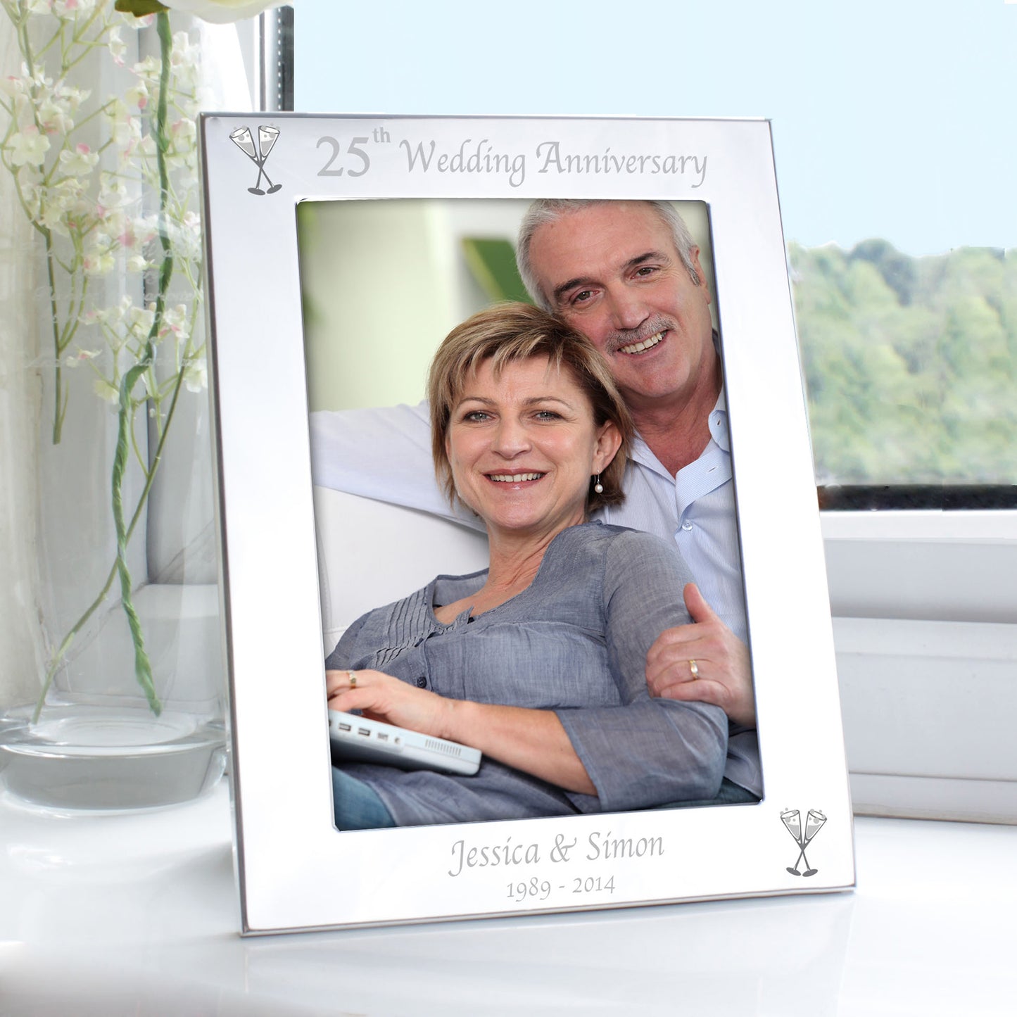 Personalised Silver 5x7 25th Wedding Anniversary Photo Frame - Personalise It!