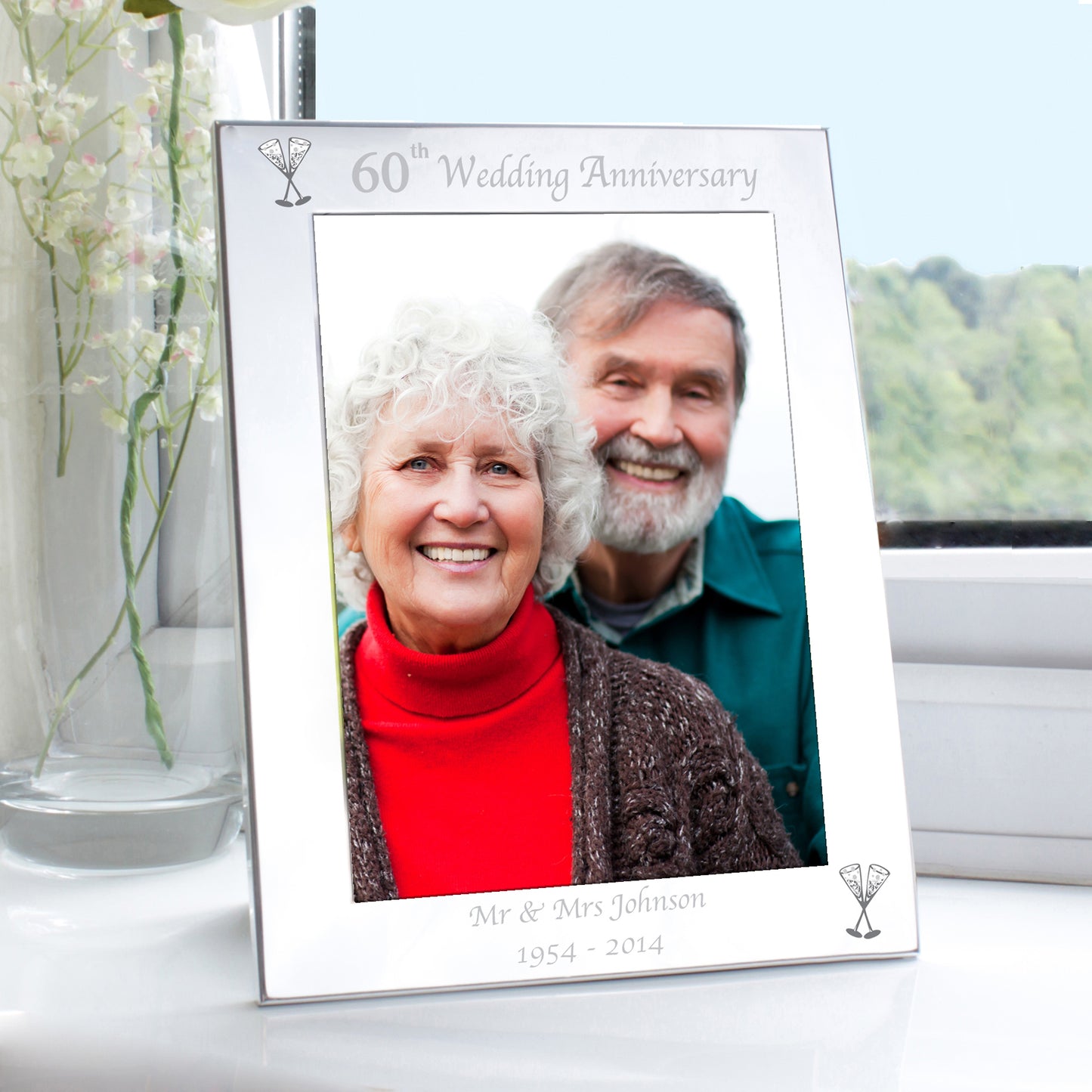 Personalised Silver 5x7 60th Wedding Anniversary Photo Frame - Personalise It!