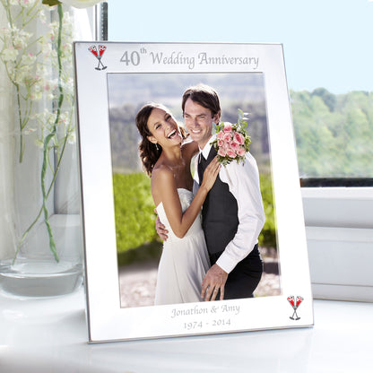 Personalised Silver 5x7 40th Wedding Anniversary Photo Frame - Personalise It!